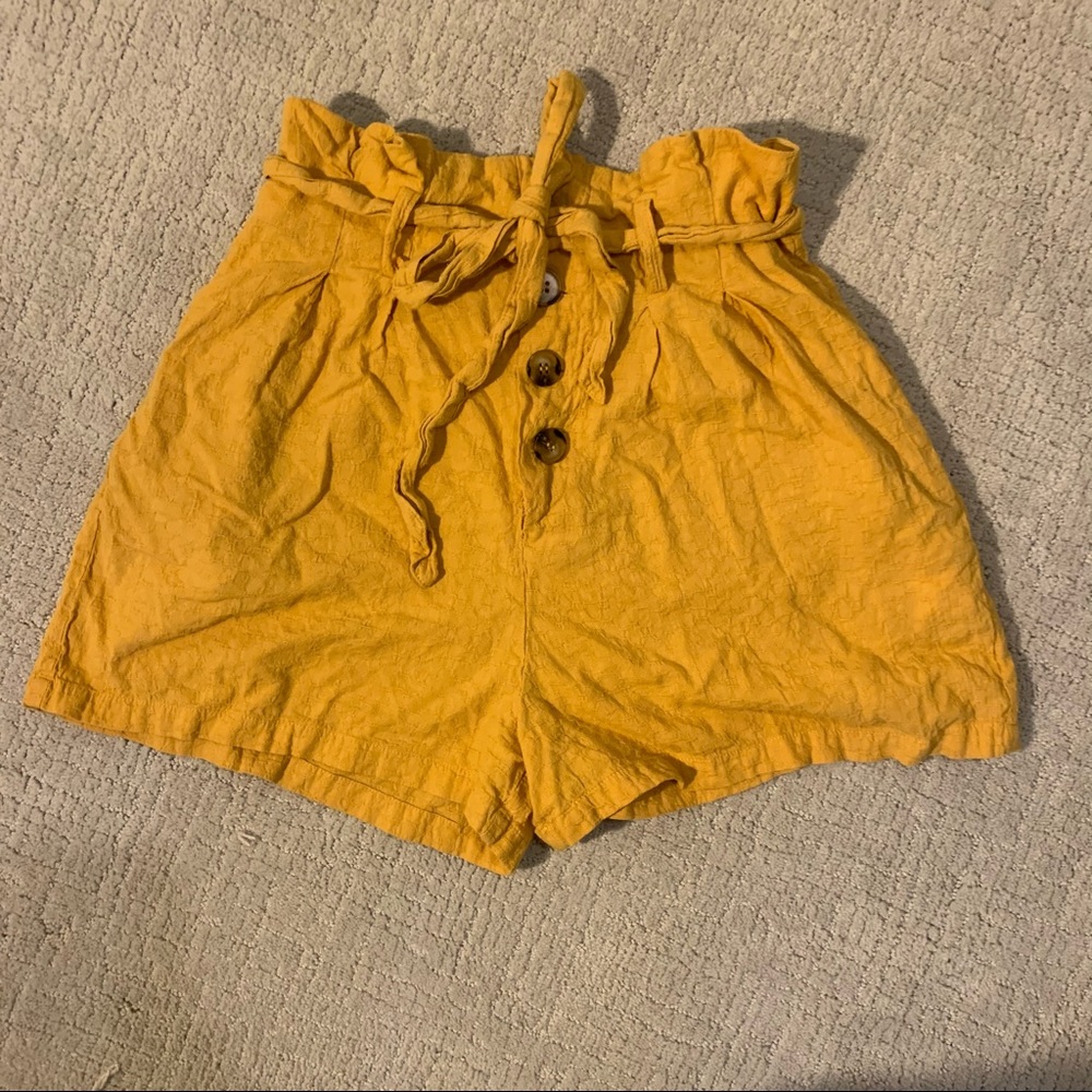 yellow button and tie soft shorts